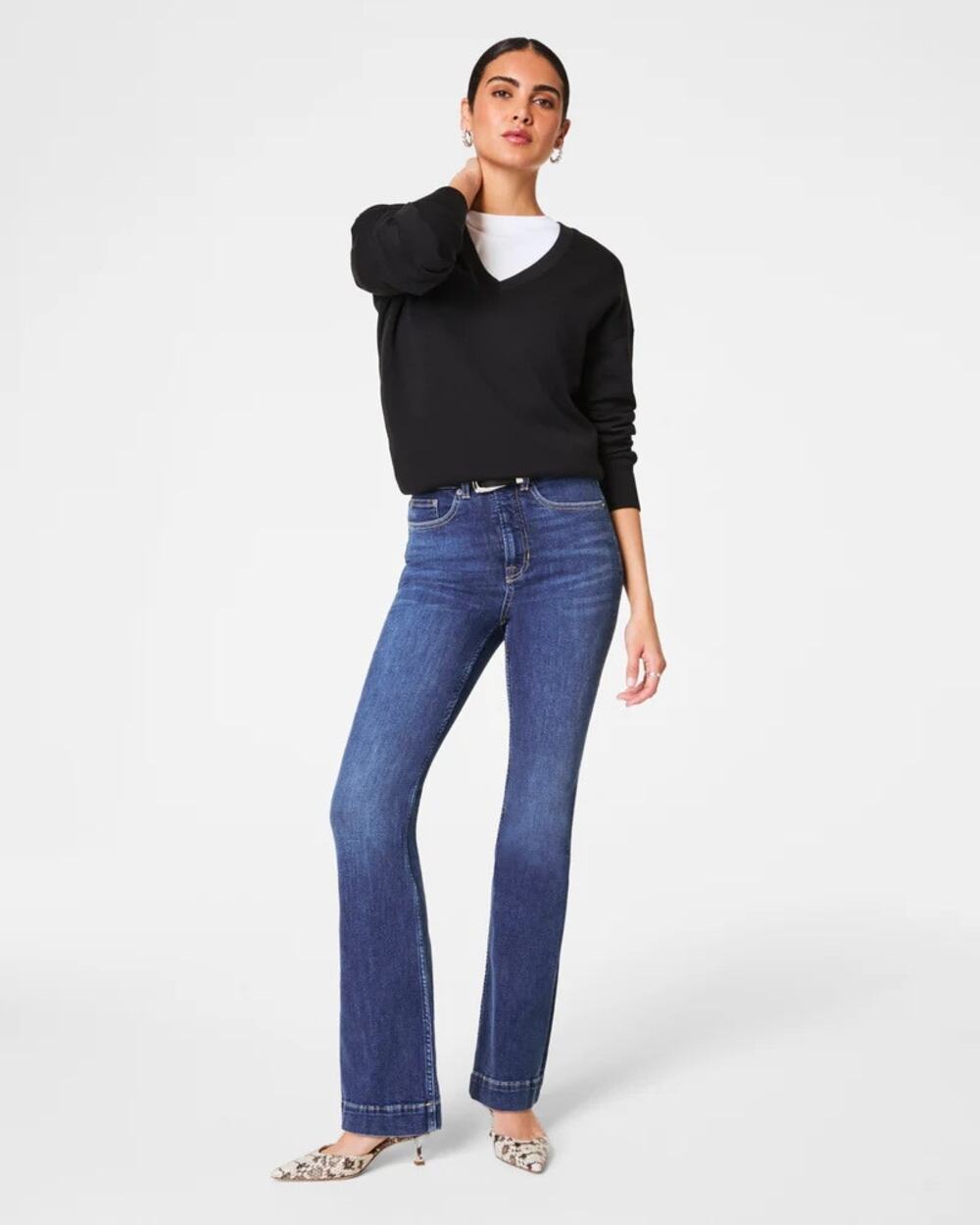 SPANX Sculpting Flare Jeans Medium Wash Blue Size Small
